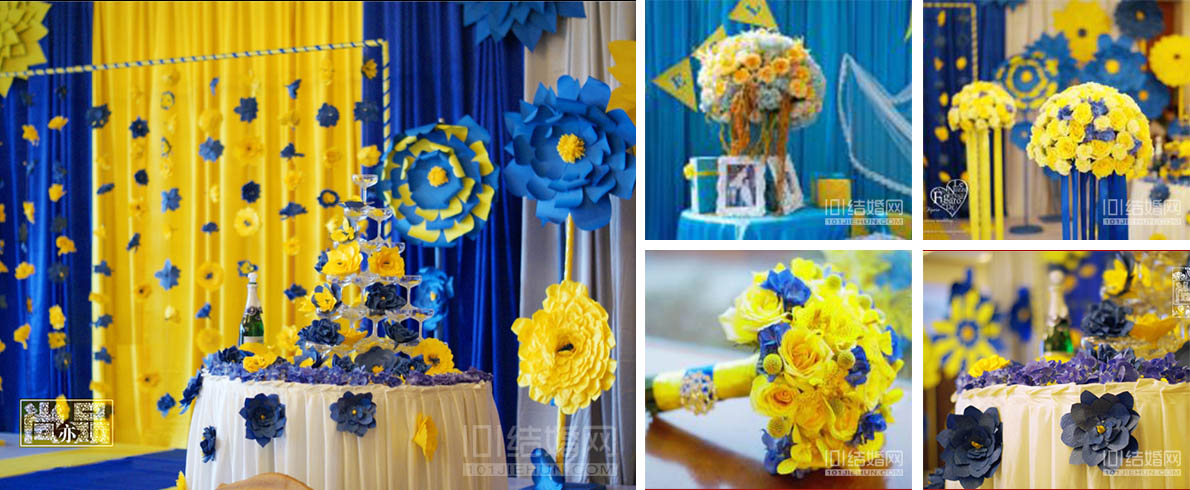 经典撞色--柠檬黄，孔蓝图片